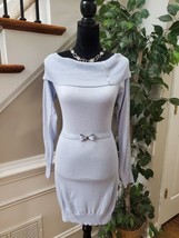Candies Women Blue Cotton Off The Shoulder Long Sleeve Knee Length Dress Large - £35.39 GBP