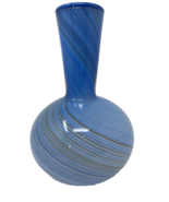 Mid Century Hand Blown Swirl Glass Vase Blue - $25.97 CAD