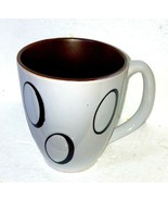 Coffee or Cocoa Mug White Brown Abstract Design  - $9.71