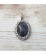 Vintage Pendant Midnight Blue with Silver Tone Halo - No Chain Included - £11.79 GBP