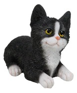 Lifelike Sitting Tuxedo Black and White Feline Kitten Cat Pet Pal Figurine - $38.26 CAD
