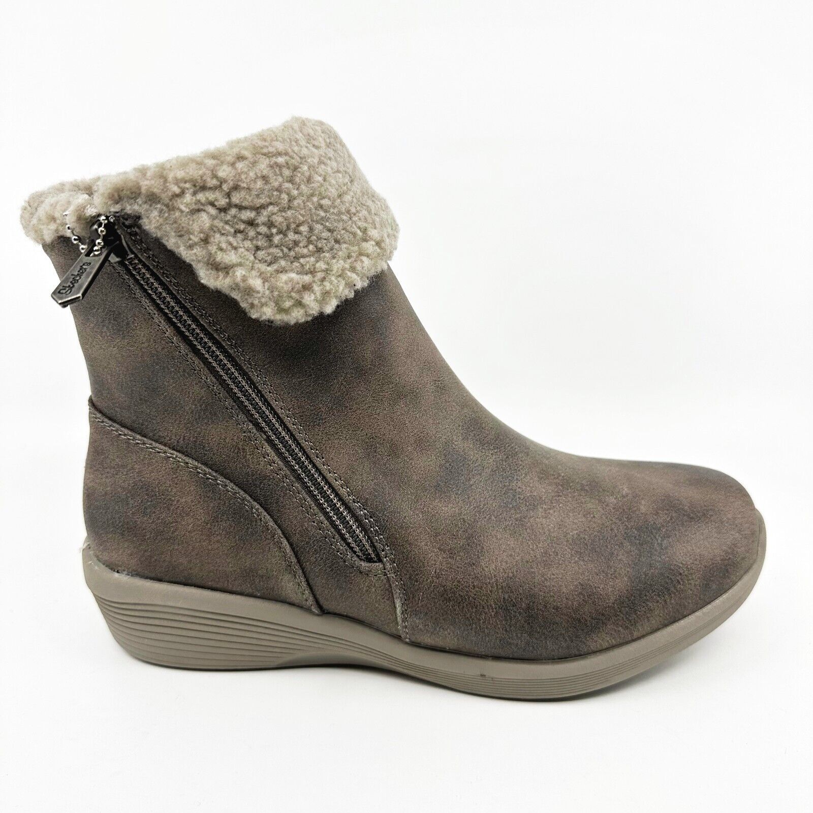 Skechers Arya New Rumor Taupe Womens Faux Fur Comfort Boots - $49.95