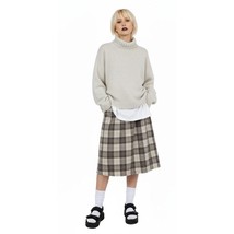 VTG 40s 50s Brown Cream Wool Plaid Pleated Skirt Costume Piece 23.5” XS - $34.60