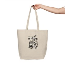 Wake Up and Smile Canvas Shopping Reusable Tote Bag Gift W Motivational ... - $24.99