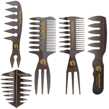 Noverlife 5PCS Men&#39;S Pompadour Hairstyling Combs, Professional Wide Teeth Textur - £12.05 GBP