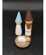 Wooden Nativity Children’s Felt Peg Doll Set Joseph Mary Baby Jesus Manger - $17.81