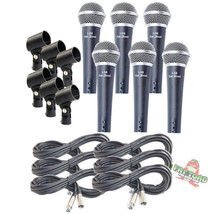 Cardioid Vocal Microphones with XLR Mic Cables &amp; Clips (6 Pack) by FAT T... - £63.72 GBP