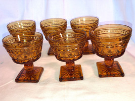 Six Amber Park Lane Sherbets Depression Glass Mint - £35.40 GBP