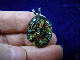 (#DL-610) Dichroic Fused Glass Pendant Jewelry Orange Blue Green - £22.13 GBP