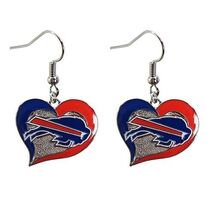 New Buffalo Bills NFL Silver Swirl Heart Dangle Earrings Non-Allergenic - $9.85