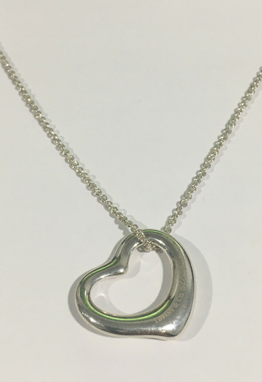 Primary image for Tiffany & Co. Silver Elsa Peretti Open Heart Pendant With Chain 20"