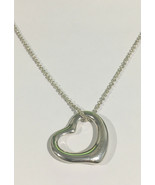 Tiffany &amp; Co. Silver Elsa Peretti Open Heart Pendant With Chain 20&quot; - $272.93 CAD