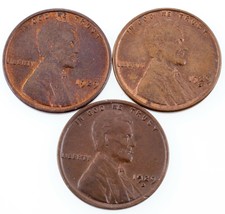Lot of 3 Lincoln Wheat Cents (1929-P, D, and S) in AU to Unc Condition. Nice Set - £33.39 GBP