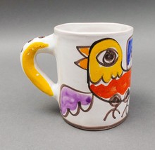 Desimone Italy 65 Signed Vintage MCM Hand Painted Bird Art Pottery Cup Mug - £158.16 GBP
