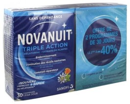 Sanofi Aventis Novanuit Triple Action 2 X 30 Caps Plant Extracts - £39.83 GBP