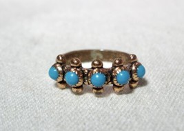 Vintage Solid Copper Signed Turquoise Old Pawn Ring Size 5 1/4 K1430  - $19.80