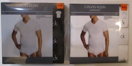 3 Pack Calvin Klein V Neck Size 2XL Xxl Black White Cotton Stretch T-SHIRTS Nwt - £27.89 GBP