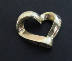 14k Yellow Gold Open Heart Pendant Hidden Bail Elegant Valentine&#39;s Gift ... - £78.65 GBP