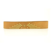 Moschino Love Woman&#39;s Tan Cow Leather Studded Gold Tone Press Stud Belt ... - $84.15