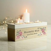 Personalised Floral Watercolour Triple Tea Light Box , Birthday Gift , H... - £12.63 GBP