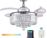 Dumaiway 36&quot; Dimmable Fandelier Crystal Ceiling Fan With Lights, Polishe... - £163.53 GBP