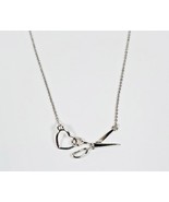 Scissor and Heart Charm Necklace Silver - $551.19 MXN