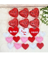 Hearts Valentines Day Ornaments Bowl Filler Red Pink Felt Shiny Glitter ... - €14,98 EUR