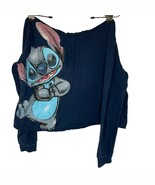 Disney Stitch Cropped Sweatshirt Hoodie Navy Blue Long Sleeve Women Size... - €9,58 EUR