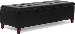 Rectangular Lift Top Storage Ottoman Bench In Upholstered Tufted Pu Leat... - $335.99