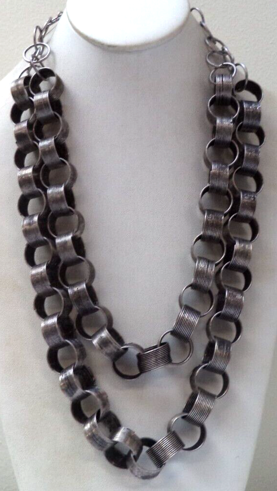 MODERNIST Chunky Coil Links Silver-Tone NECKLACE by RJ Graziano - £59.95 GBP