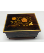Romance Swiss Music Box Inlaid Floral Wood &quot;Unforgettable&quot; Made In Italy - $67.91 CAD