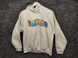 Keith Haring Ripple Junction Hoodie Men Large Cream Dancing People Sweater - £29.77 GBP