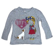 Gray Schoolgirl Polka Dot Bow Dog Long Sleeve Tee Shirt Top Size 3T Old ... - $7.92