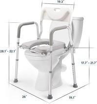 AUITOA 4-in-1 Raised Toilet Seat with Handles and Back 300lb Commode Chair - £88.64 GBP