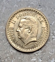 1945 Monaco 1 Franc Prince Louis II  Aluminum Bronze Coin No Date Stgl - $11.18