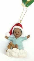 Black Child on Cloud Ornament 3 inches (Blue) - $15.00