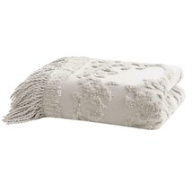 Madison Park Chloe Cotton 50&quot; X 60&quot; Tufted-Chenille Throw -Gray T4103288 - £27.40 GBP