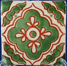Vintage Decorative 4x4 Tile Green Brown Beige - $92.02 MXN Vintage Decorative 4x4 Tile Green Brown Beige - $92.02 MXN