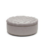 Neah Beige Linen Modern Tufted Ottoman - $9,987.72 MXN