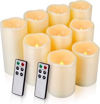 Battery-Operated Candles Plastic Pack Of 9 Flameless Pillar Candles, Flameless - £29.44 GBP