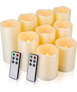 Battery-Operated Candles Plastic Pack Of 9 Flameless Pillar Candles, Fla... - £33.59 GBP
