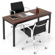 55 Inch Conference Table with Heavy-duty Metal Frame-Brown - $2,966.51 MXN