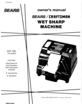 Craftsman 146.669950 Wet Sharp Machine Instruction Manual - £15.20 GBP