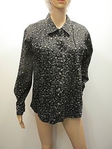 DENIM &amp; CO Stretch Printed Denim Shirt Jacket A43540 Black Floral sz Med... - £15.89 GBP