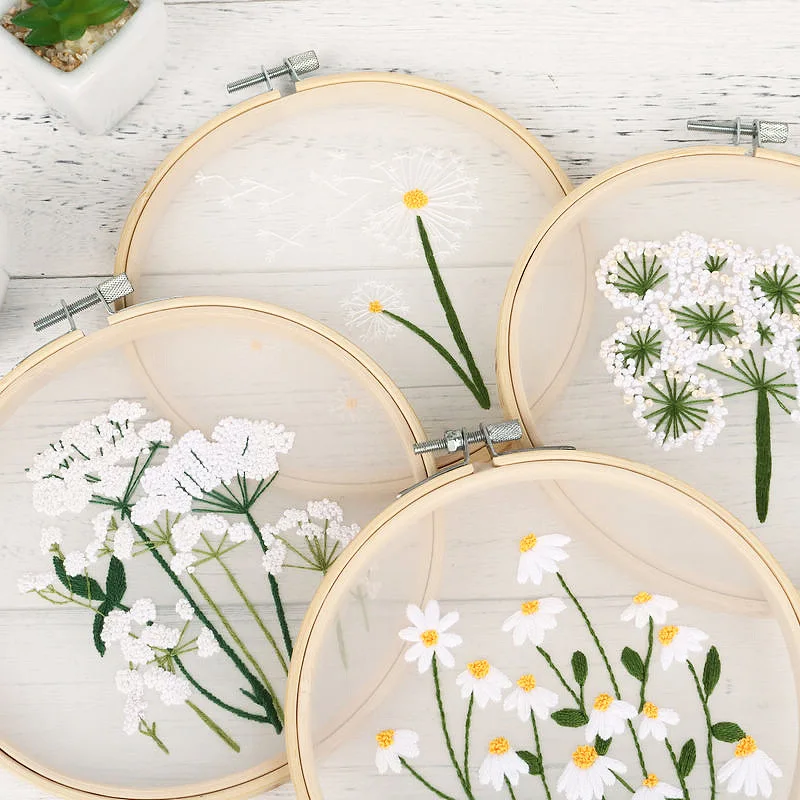 Flower Embroidery Kit Set Transparent Flowers Kits for Adults and Beginn... - €4,86 EUR