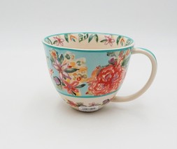 Anthropologie Barbara Ignatiev Coffee Tea Cup Mug Pink Blue Floral Design - £13.30 GBP