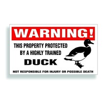 Warning DECAL trained DUCK mallard farm wildlife pet animal bumper sticker - £7.78 GBP