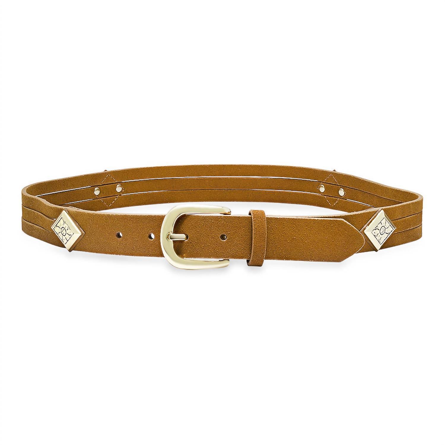 Laurel And Gold women's valencia belt in Camel Suede/Gold