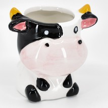 Ceramic Pottery Farm Cow Mini Succulent Air Plant Planter Pot with Drain Hole - £11.24 GBP