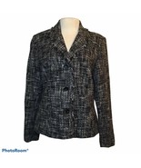 Marble Twill Blazer Shoulder Pads Fringed Collar Three Button Closure La... - $452.36 MXN